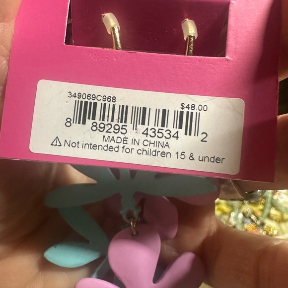 Betsey Johnson Pink Floral and Blue Dragonfly Earrings - Picture 5 of 8